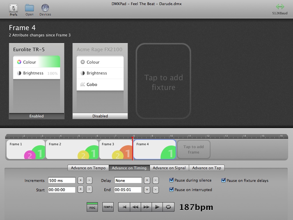 Early mockup of the DMX control iPad app