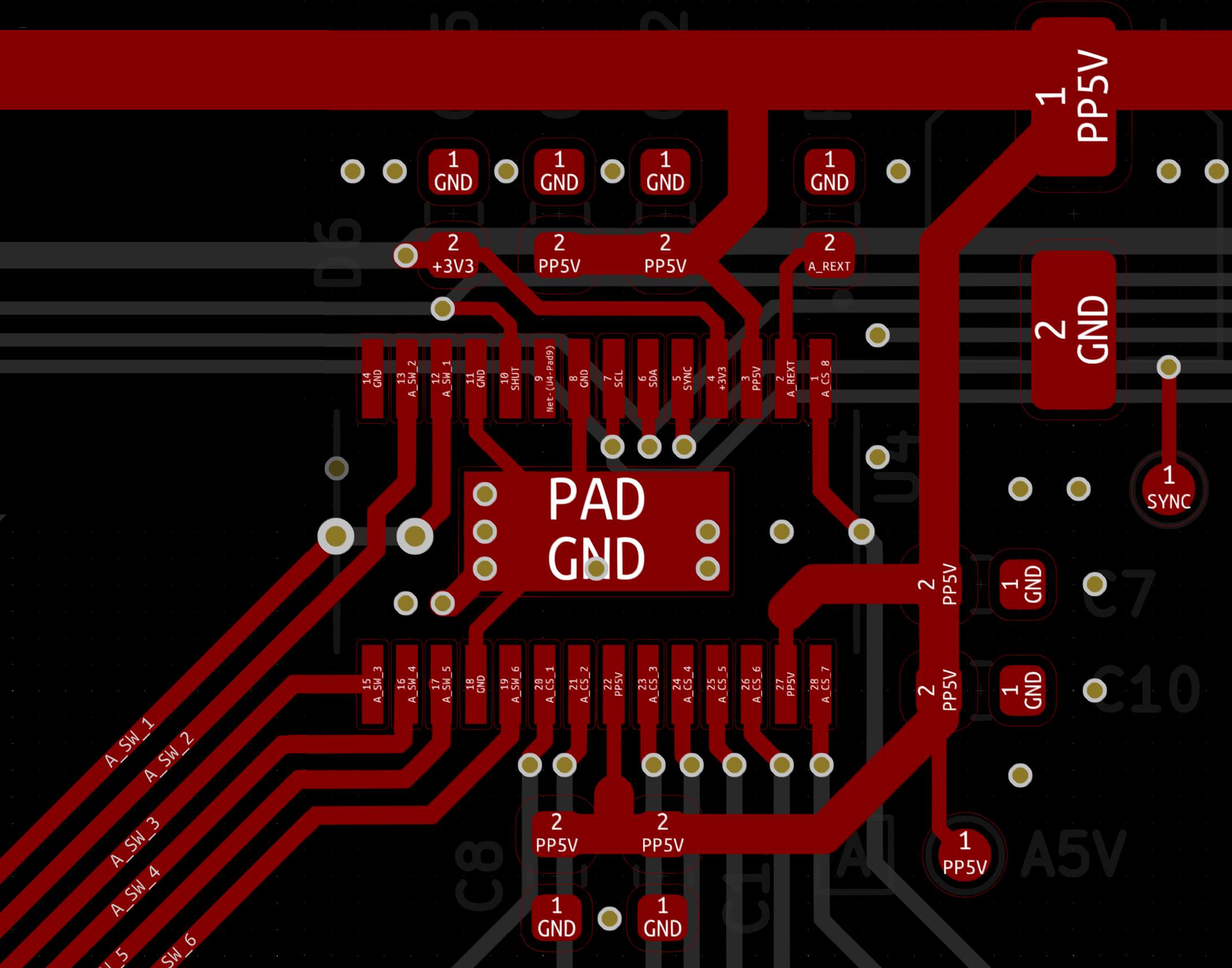 Breakout for one of the LED multiplexer ICs